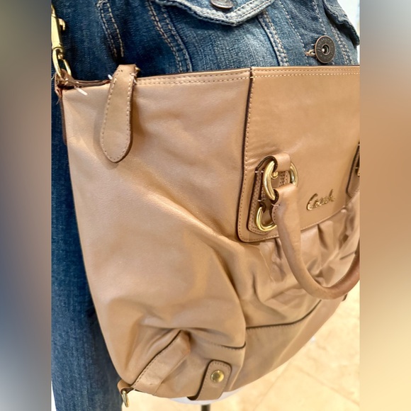 COACH "Ashley" Gold Metallic Leather Bag - Picture 2 of 5